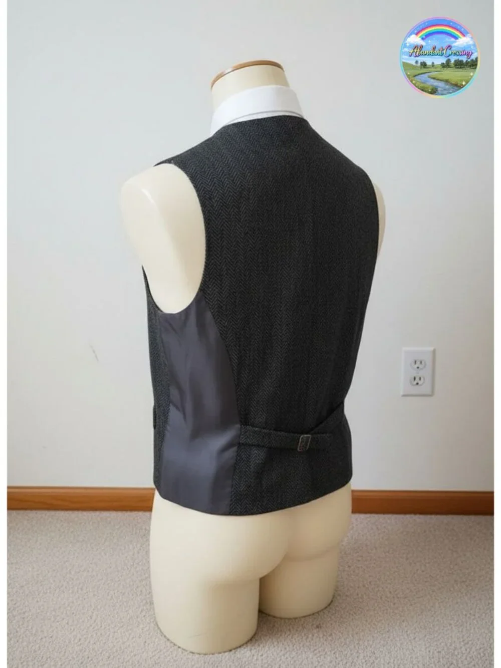 Men's Herringbone Tweed Suit Vest V-Neck Button Down Waistcoat